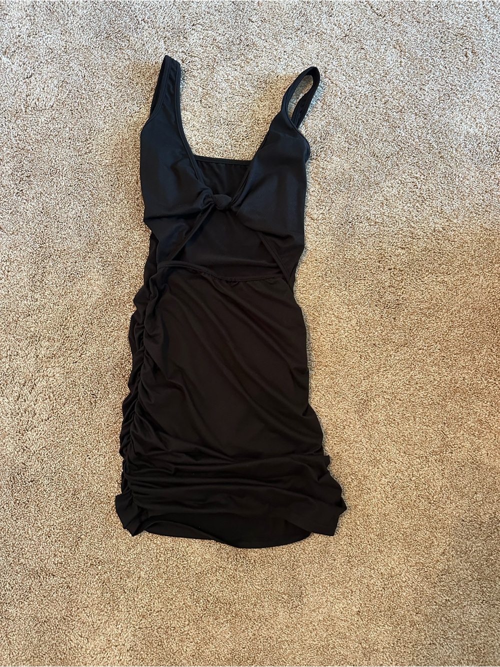 Black Tie-Front Ruched Bodycon Dress - Women